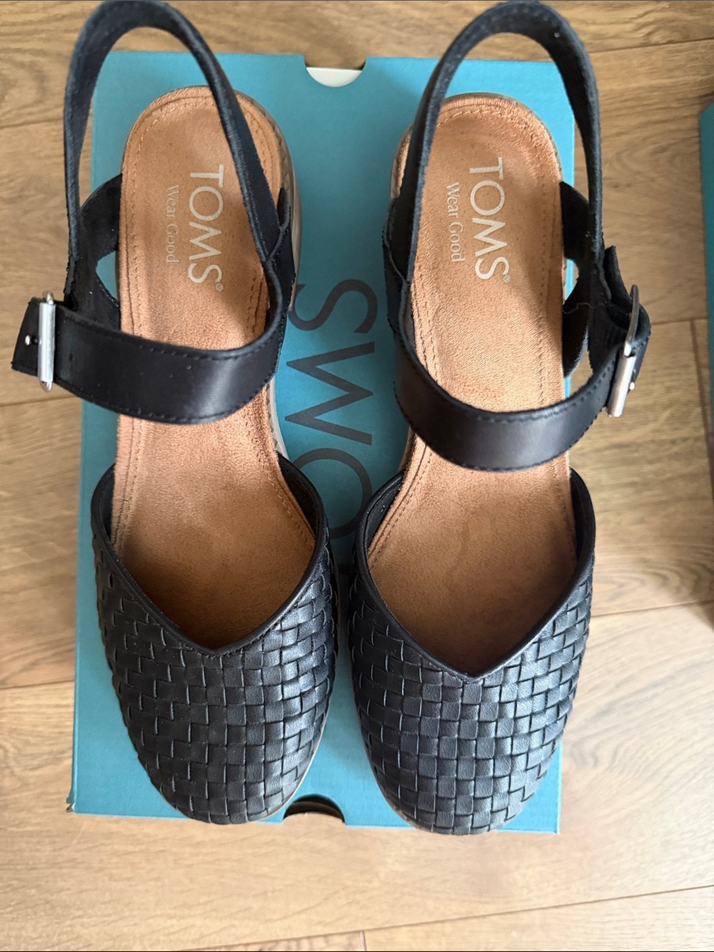 Toms Black Woven Slingback Mules - Picture 3 of 4